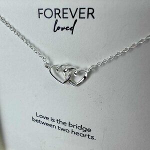 Forever Loved Sterling Silver Double Heart Necklace | 16” + 3” Extender